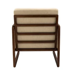 Kirkland's Home Accent Chairs-Cream Mahogany Finish Cane Panel Accent Chair