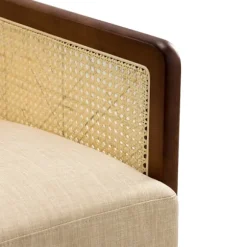 Kirkland's Home Accent Chairs-Cream Mahogany Finish Cane Panel Accent Chair