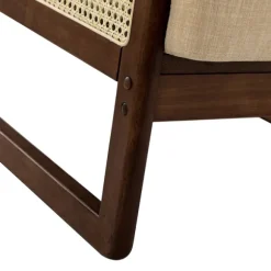 Kirkland's Home Accent Chairs-Cream Mahogany Finish Cane Panel Accent Chair