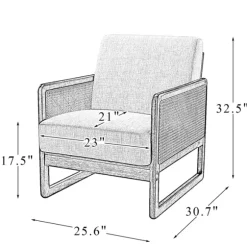 Kirkland's Home Accent Chairs-Cream Mahogany Finish Cane Panel Accent Chair