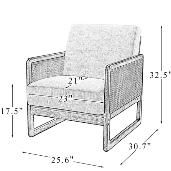 Kirkland's Home Accent Chairs-Cream Mahogany Finish Cane Panel Accent Chair