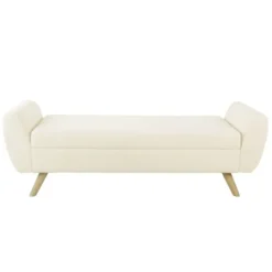 Kirkland's Home Benches & Ottomans-Cream Sherpa And Wood Storage Bench