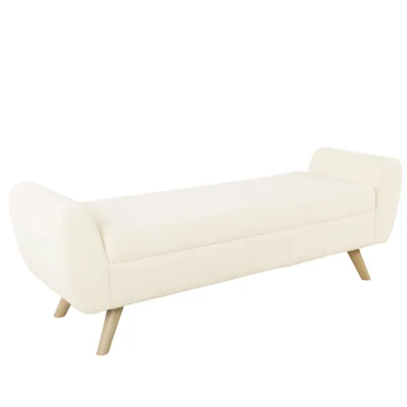 Kirkland's Home Benches & Ottomans-Cream Sherpa And Wood Storage Bench