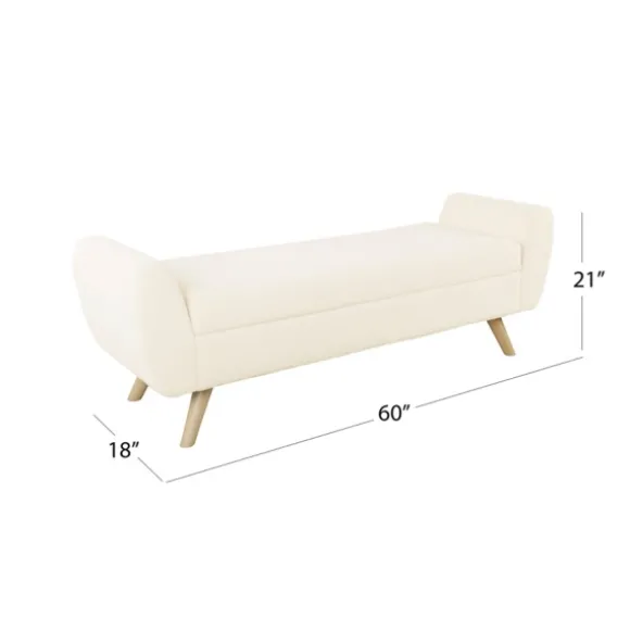 Kirkland's Home Benches & Ottomans-Cream Sherpa And Wood Storage Bench