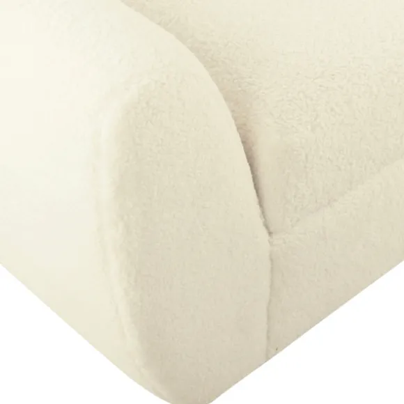 Kirkland's Home Benches & Ottomans-Cream Sherpa And Wood Storage Bench