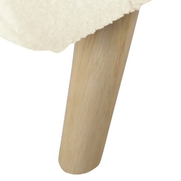 Kirkland's Home Benches & Ottomans-Cream Sherpa And Wood Storage Bench