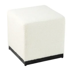 Kirkland's Home Benches & Ottomans-Cream Sherpa Boucle Cube Ottoman