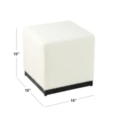 Kirkland's Home Benches & Ottomans-Cream Sherpa Boucle Cube Ottoman