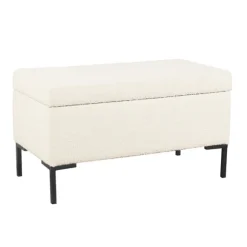 Kirkland's Home Benches & Ottomans-Cream Sherpa Boucle Storage Bench
