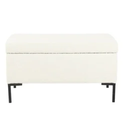 Kirkland's Home Benches & Ottomans-Cream Sherpa Boucle Storage Bench