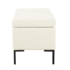 Kirkland's Home Benches & Ottomans-Cream Sherpa Boucle Storage Bench