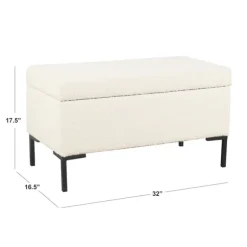 Kirkland's Home Benches & Ottomans-Cream Sherpa Boucle Storage Bench