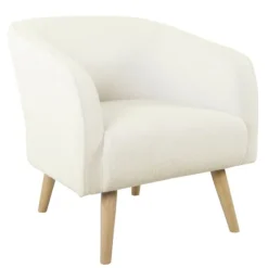 Kirkland's Home Accent Chairs-Cream Sherpa Upholstered Barrel Accent Chair