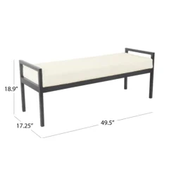 Kirkland's Home Benches & Ottomans-Cream Sherpa Upholstered Metal Bench
