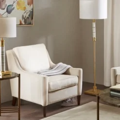Kirkland's Home Accent Chairs-Cream Swoop Arms Upholstered Armchair