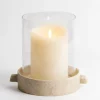 Kirkland's Home Candle Holders-Cream Textured Base Hurricane, 9 In.