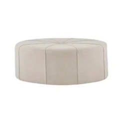 Kirkland's Home Benches & Ottomans-Cream Thick Welting Center Button Oval Ottoman