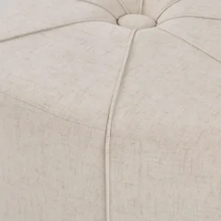 Kirkland's Home Benches & Ottomans-Cream Thick Welting Center Button Oval Ottoman