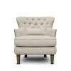 Kirkland's Home Accent Chairs-Cream Tufted Armchair With Lumbar Pillow