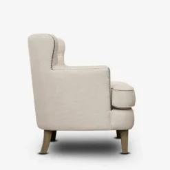 Kirkland's Home Accent Chairs-Cream Tufted Armchair With Lumbar Pillow