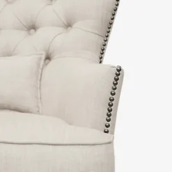 Kirkland's Home Accent Chairs-Cream Tufted Armchair With Lumbar Pillow