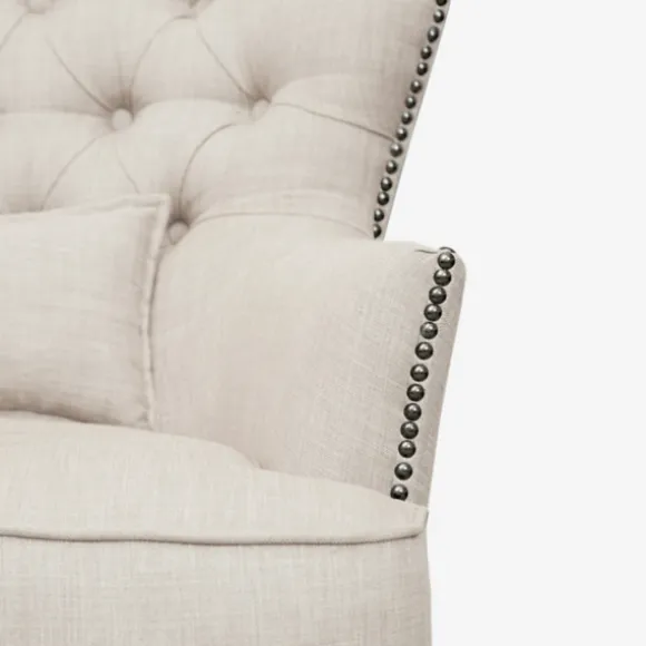 Kirkland's Home Accent Chairs-Cream Tufted Armchair With Lumbar Pillow