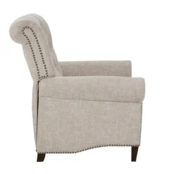 Kirkland's Home Accent Chairs-Cream Tufted Back Nailhead Trim Recliner Armchair
