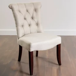 Kirkland's Home Dining Chairs-Cream Tufted Dining Chair With Rolled Back