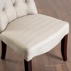 Kirkland's Home Dining Chairs-Cream Tufted Dining Chair With Rolled Back