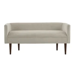 Kirkland's Home Sofas & Loveseats-Cream Velvet Low Back Transitional Settee