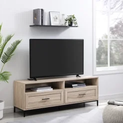 Kirkland's Home Tv Stands & Media Consoles-Cream Wood 2-Drawer Tv S D