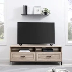 Kirkland's Home Tv Stands & Media Consoles-Cream Wood 2-Drawer Tv S D