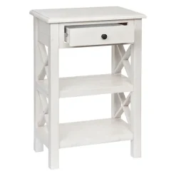 Kirkland's Home Accent & End Tables-Cream Wooden Plank Side Table
