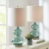 Kirkland's Home Table Lamps-Curved Blue Glass Table Lamps, Set Of 2