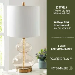 Kirkland's Home Table Lamps-Curved Blue Glass Table Lamps, Set Of 2