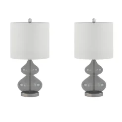 Kirkland's Home Table Lamps-Curved Gray Glass Table Lamps, Set Of 2