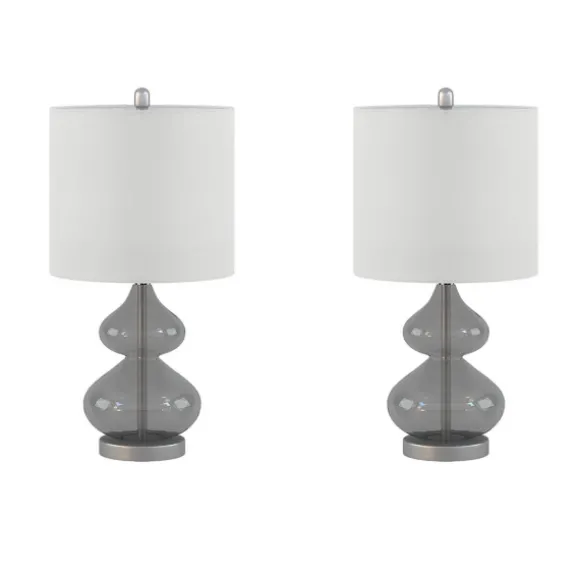 Kirkland's Home Table Lamps-Curved Gray Glass Table Lamps, Set Of 2