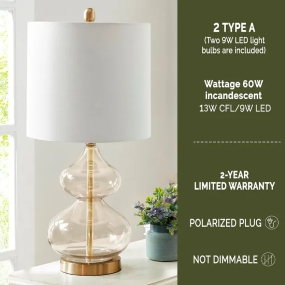 Kirkland's Home Table Lamps-Curved Gray Glass Table Lamps, Set Of 2