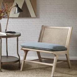 Kirkland's Home Accent Chairs-Cushion Ash Cane Back Accent Chair