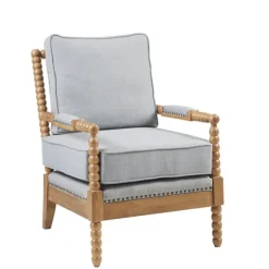 Kirkland's Home Accent Chairs-Cushion Beaded Wood Frame Accent Chair