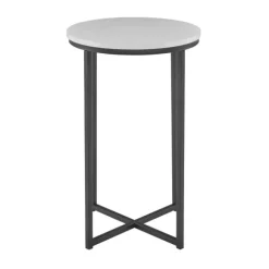 Kirkland's Home Accent & End Tables-Daisy Faux Marble X Base Accent Table