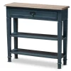 Kirkland's Home Console Tables-Daphne Blue Bayur Wood Two-Shelf Console Table