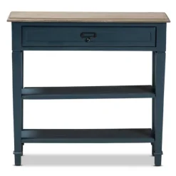 Kirkland's Home Console Tables-Daphne Blue Bayur Wood Two-Shelf Console Table
