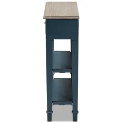 Kirkland's Home Console Tables-Daphne Blue Bayur Wood Two-Shelf Console Table