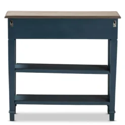 Kirkland's Home Console Tables-Daphne Blue Bayur Wood Two-Shelf Console Table