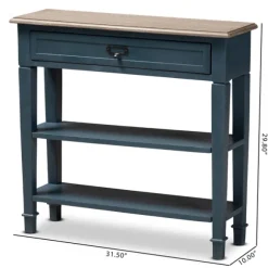 Kirkland's Home Console Tables-Daphne Blue Bayur Wood Two-Shelf Console Table
