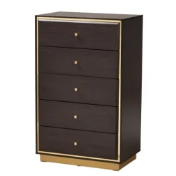 Kirkland's Home Dressers & Chests-Dark And Gold Wood 3-Pc. Dresser Set