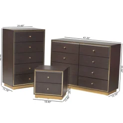 Kirkland's Home Dressers & Chests-Dark And Gold Wood 3-Pc. Dresser Set