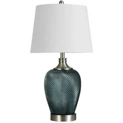 Kirkland's Home Table Lamps-Dark Aqua Ribbed Swirl Table Lamp