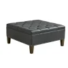 Kirkland's Home Benches & Ottomans-Dark Espresso Button Tufted Leather Ottoman